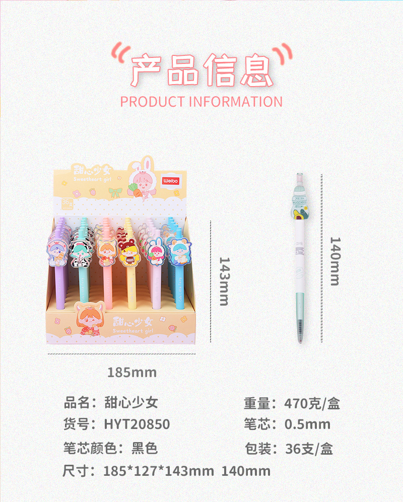 Weibo signature pen, smooth writing, office supplies cartoon cute new creative 0.5mm gel pen, wholesale online pic 1