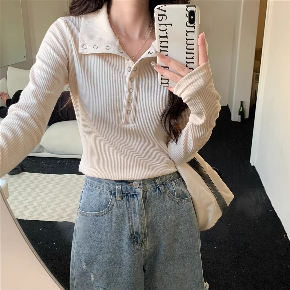 大码微胖正肩显瘦T恤女秋季设计感辣妹修身长袖内搭打底衫上衣潮详情16