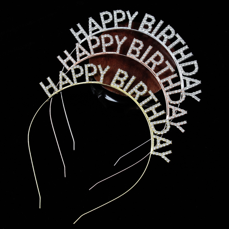 欧美跨境生日派对头饰头箍女字母happy birthday生日快乐发箍皇冠详情2