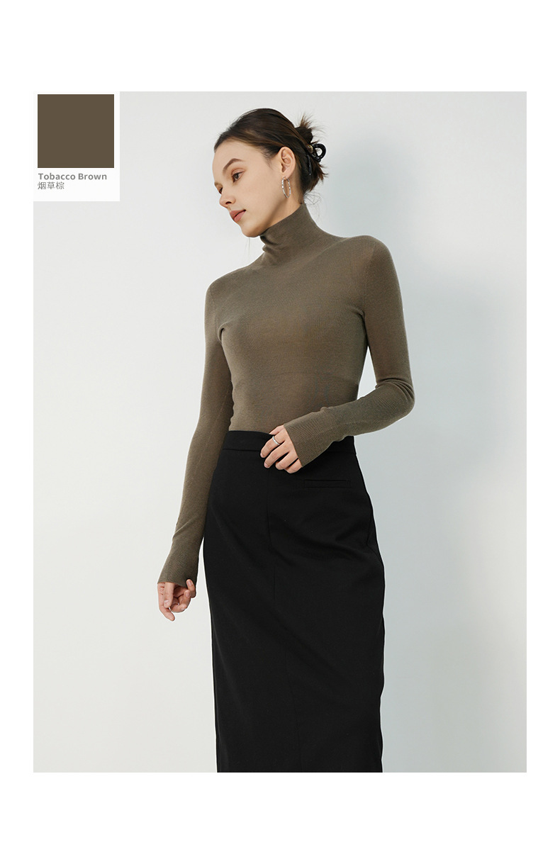 100% wool high-neck base layer shirt, a new bestseller for autumn and winter, versatile and stylish. Pair it with a long-sleeved knitted sweater and top for women pic 21