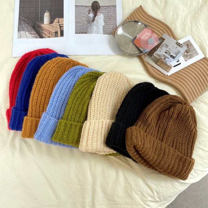 巨大的毛线帽帽子女秋冬黑色毛线帽大头围冷帽粗毛线帽超大针织帽详情2