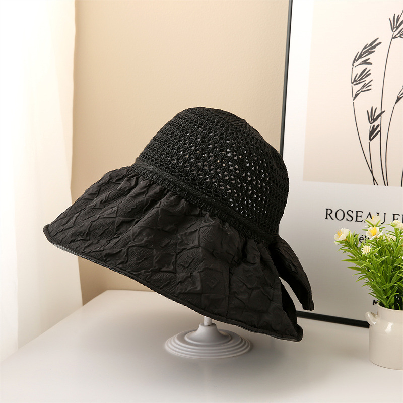 夏季帽子黑胶大沿草帽透气防紫外线可折叠户外出行遮阳防晒帽详情4