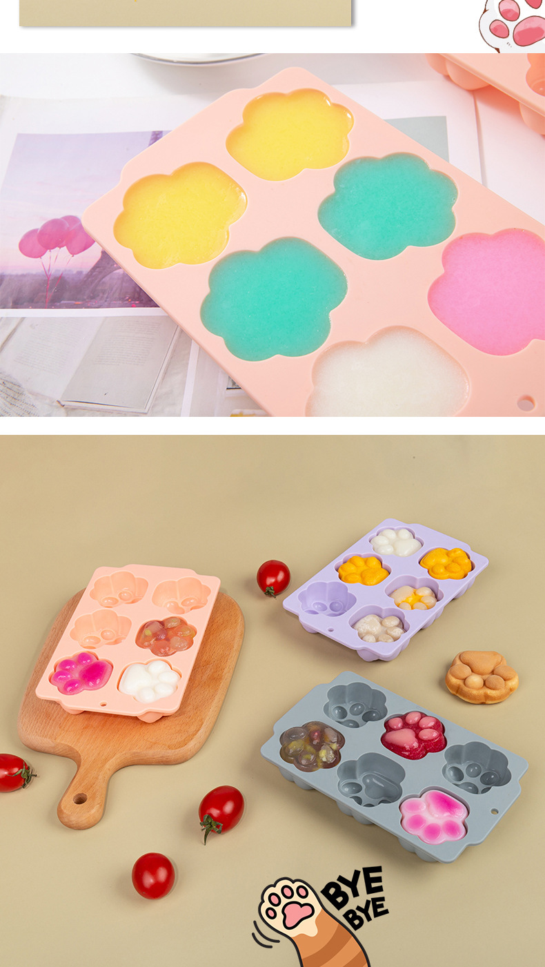 Carefully selected food-grade cat paw mold products, cute jelly diy chocolate silicone baking molds, and baby food molds pic 17