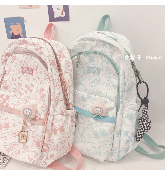 Japanese-style schoolbag for girls, Instagram, niche Harajuku graffiti design backpack, large-capacity backpack for junior high school, senior high school and college students pic 33