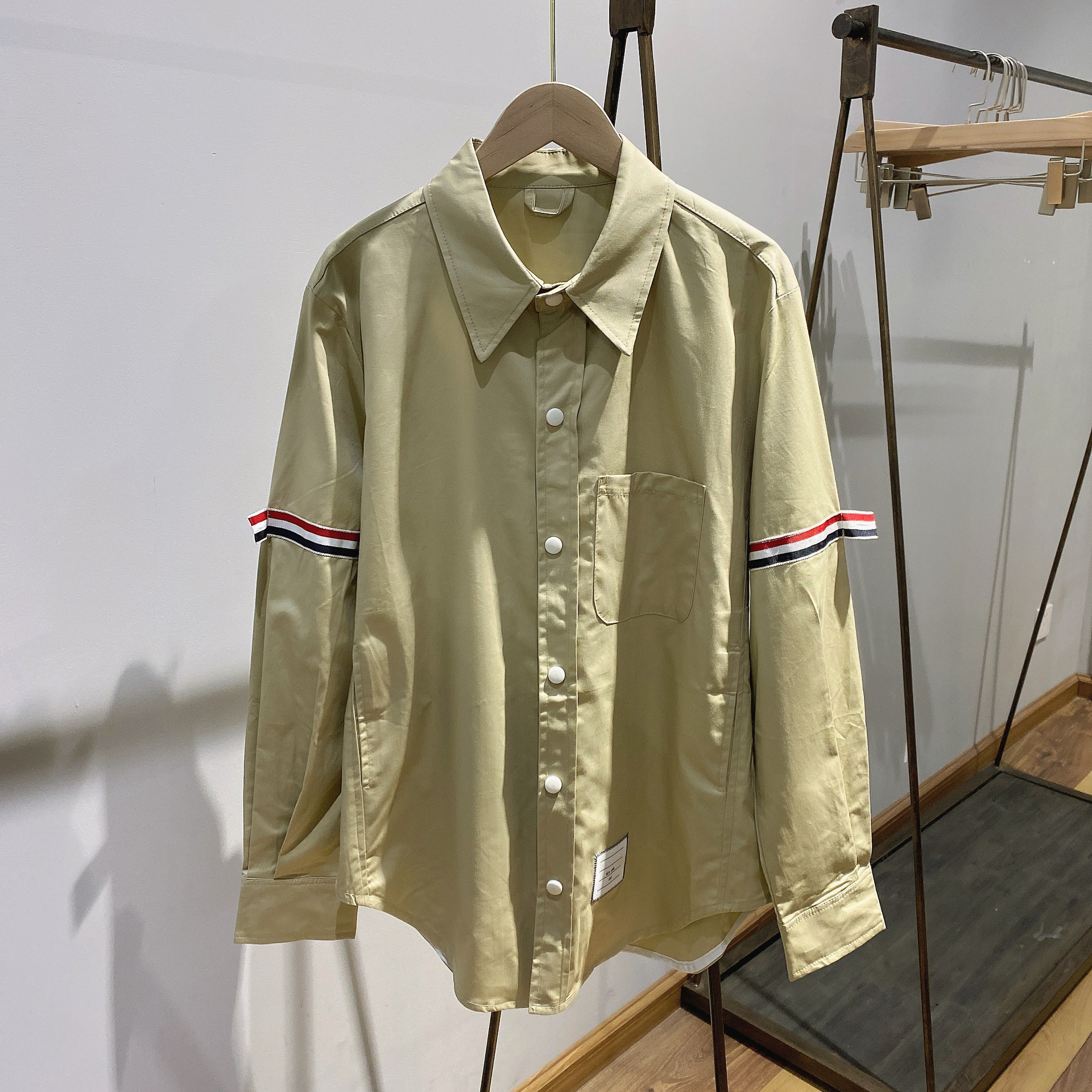 TB casual trendy brand poplin slim-fit solid white shirts for men and women, Oxford fabric shirts for women with long sleeves pic 115