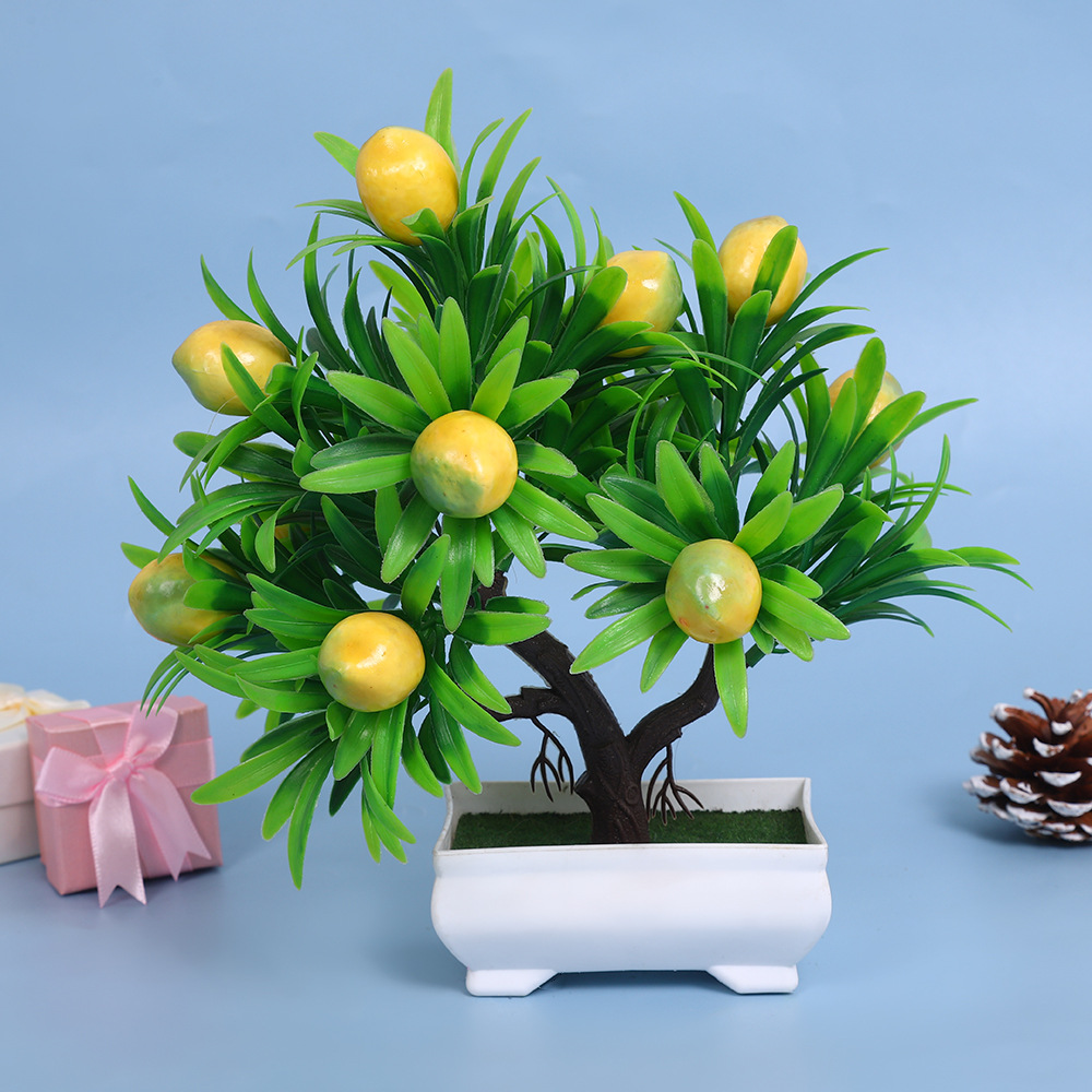 A comprehensive collection of simulated fruit potted plants and bonsai, including red apples, pomegranates, strawberries, oranges, peaches, mangoes, bananas, and red peppers for decoration pic 18