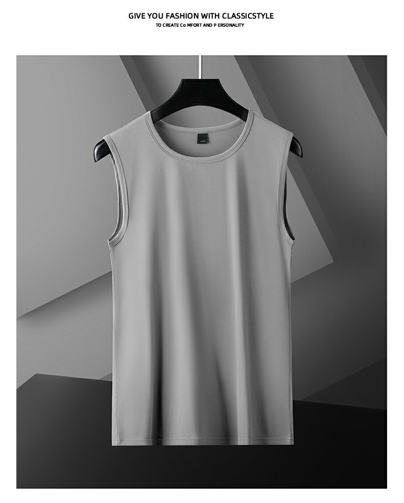 冰丝感莫代尔背心男士夏季薄款坎肩运动健身跨栏速干内穿无袖t恤详情17