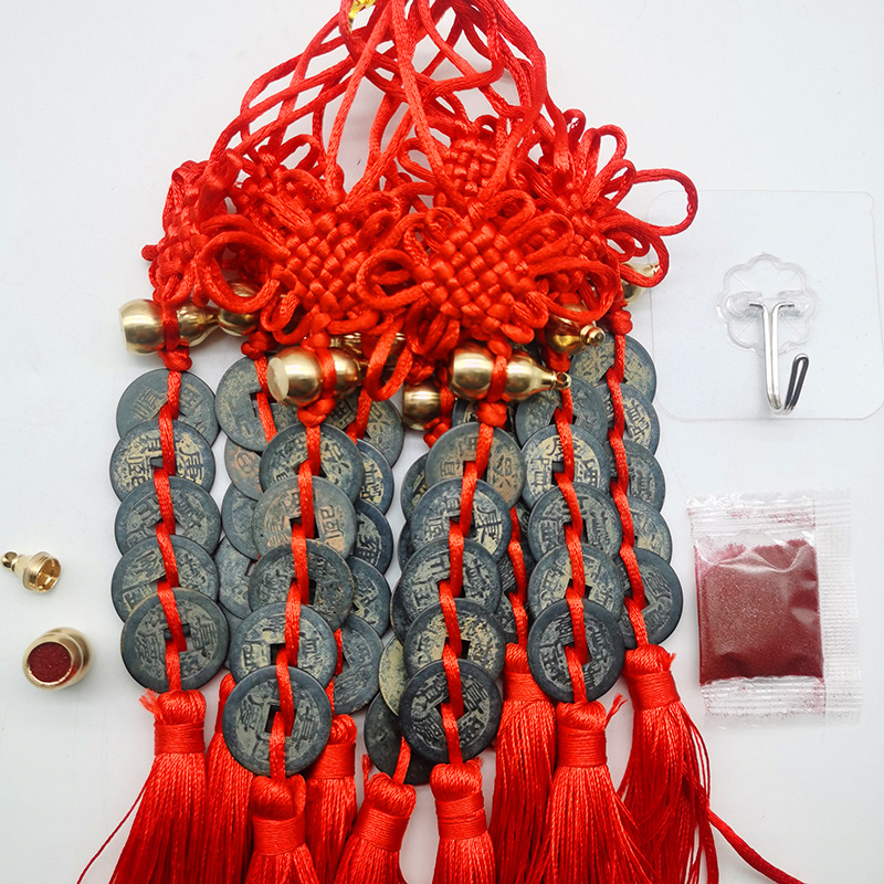 Cinnabar Fulu frosted gold gourd pendant, painted bagua metal gourd pendant, black copper five-emperor coin gourd pendant pic 14