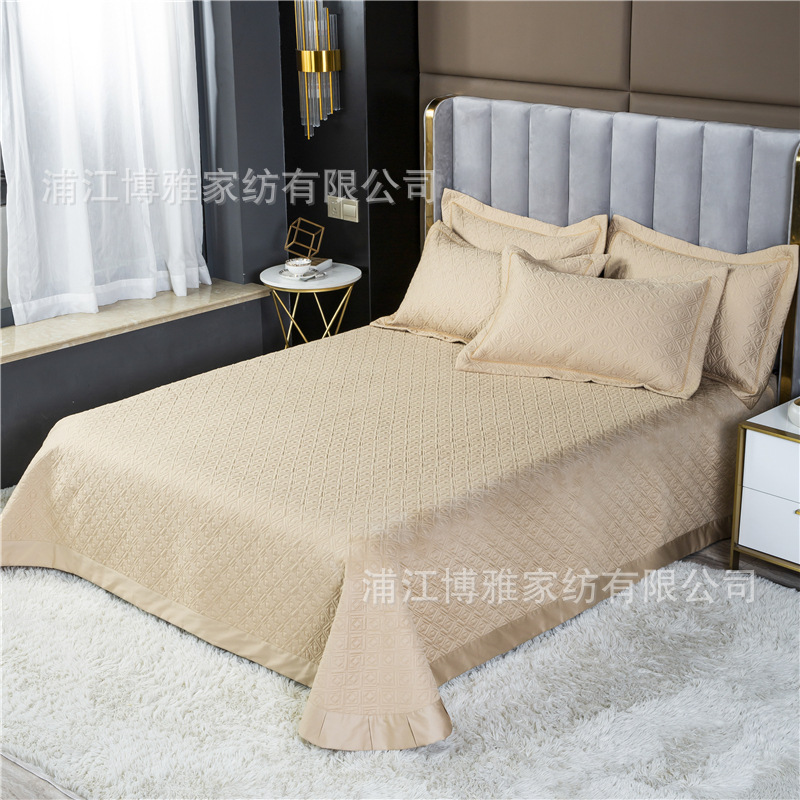 Wholesale of new light luxury 60s long-staple cotton bed cover three-piece set, quilted quilt with thickened cotton interlining, pure cotton bed cover pillowcase pic 21