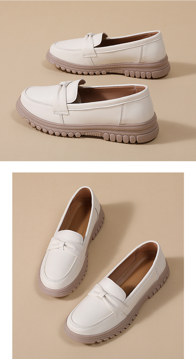 真皮平底浅口乐福鞋一脚蹬豆豆鞋软底中年妈妈鞋轻便牛筋底女单鞋详情15