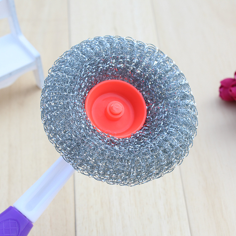Plastic long-handled decontamination and cleaning brush, stainless steel round pot and bowl brush, 2-yuan store street stall wholesale pic 10