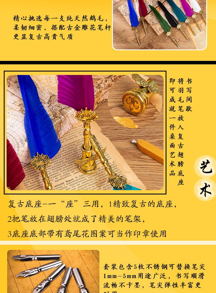 欧式经典地图字母火漆蘸水钢笔精致底座印章送女友生日礼物详情3