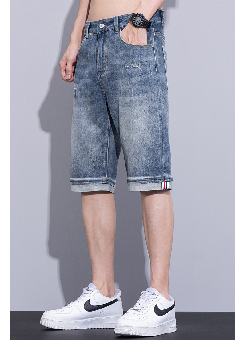夏季薄款五分牛仔裤男士宽松休闲中裤大码时尚透气休闲男学生短裤详情11