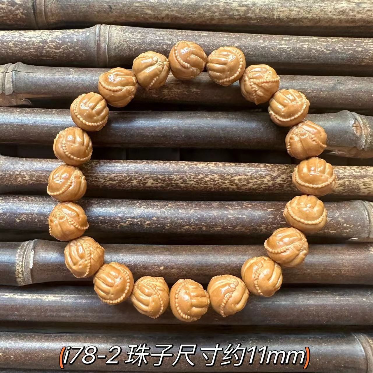 精品猴头菩提雕刻10mm凤眼手持珠鲨鱼背龙须虎爪老型桶珠京八棱财神大土豪猴头菩提子佛珠念珠盘玩手串文玩手链文玩手串详情37
