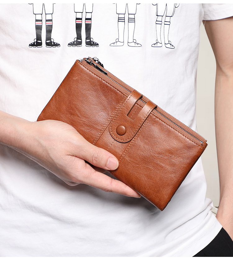 复古真皮女士钱包 韩版时尚手机包头层牛皮rfid长款钱包 purse详情29