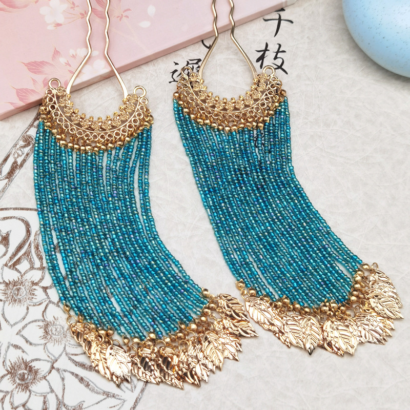 Ancient-style Hanfu with fringed hair, a back-pressing hairpin and headwear, Tang-style noble U-shaped hairpin and hairpin accessories, versatile for daily use pic 9