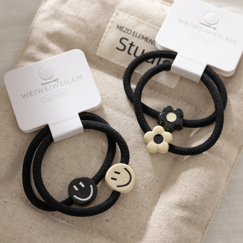 New style versatile smiling flower twill hair band, high-elasticity versatile leather band hair tie, bun hair tie and hair accessory pic 21