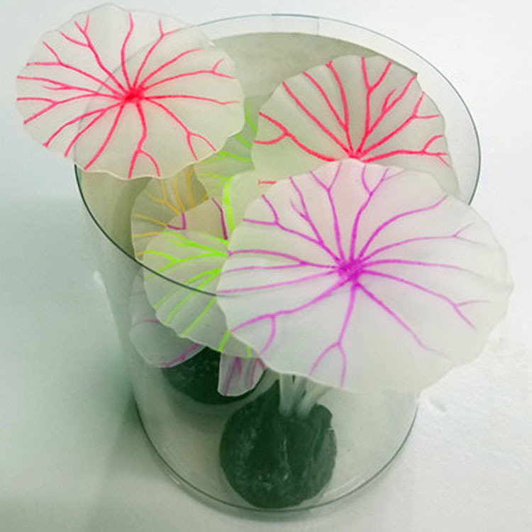 Fish tank simulation lotus leaf mushroom decorations, multiple colors of simulation coral tree small jellyfish decorations pic 30