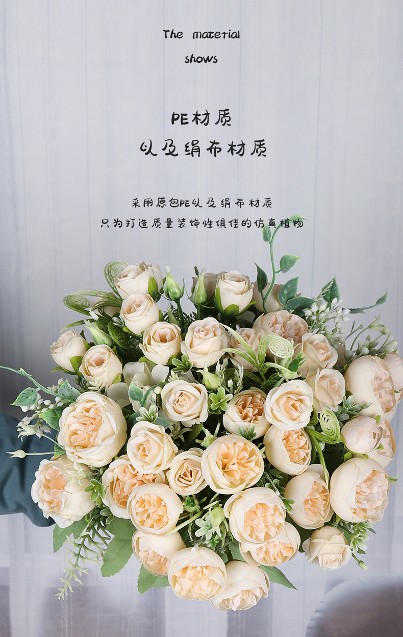 Artificial silk flower bouquets, simulated sunflowers, hotel wedding peonies, home simulation vases, roses pic 21