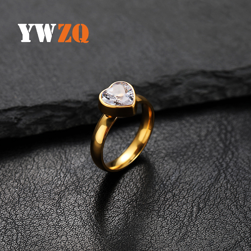 新款简约韩版细戒六爪玫瑰不锈钢戒指钛钢尾戒潮流极细单镶钻饰品详情3