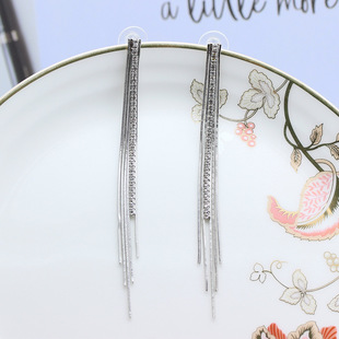 S925银针韩国耳饰流苏长款锆石耳环耳坠批发夏季新娘饰品耳环厂家详情4