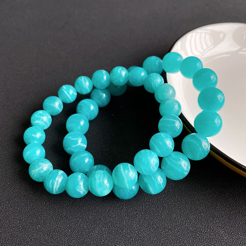 Jingyao Natural Old pit material blue-green Tianhe stone bracelet, Mozambique Amazon stone bracelet Crystal jewelry pic 10