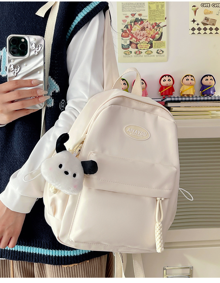 书包男高中生日系简约大容量新款双肩包女初中大学生百搭电脑背包详情17