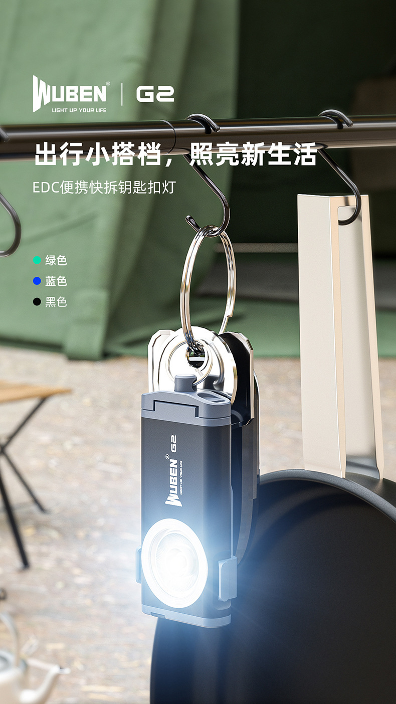 Wuben G2 Mini Flashlight, Strong light charging, Small portable, home outdoor, portable EDC multi-functional keychain lamp pic 1