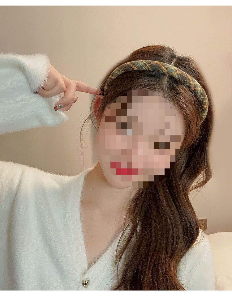 学院风格纹发箍女款头饰百搭复古气质外出发卡布艺压发细头箍发饰详情8