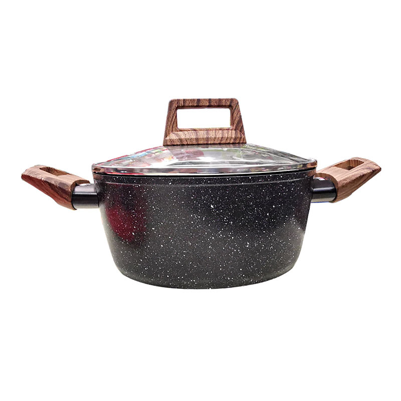LOVE COOKING Supor Japanese wood-grain tourmaline non-stick soup pot Clay pot Chinese medicine 煲仔饭 20/24/28CM marble pot pic 1