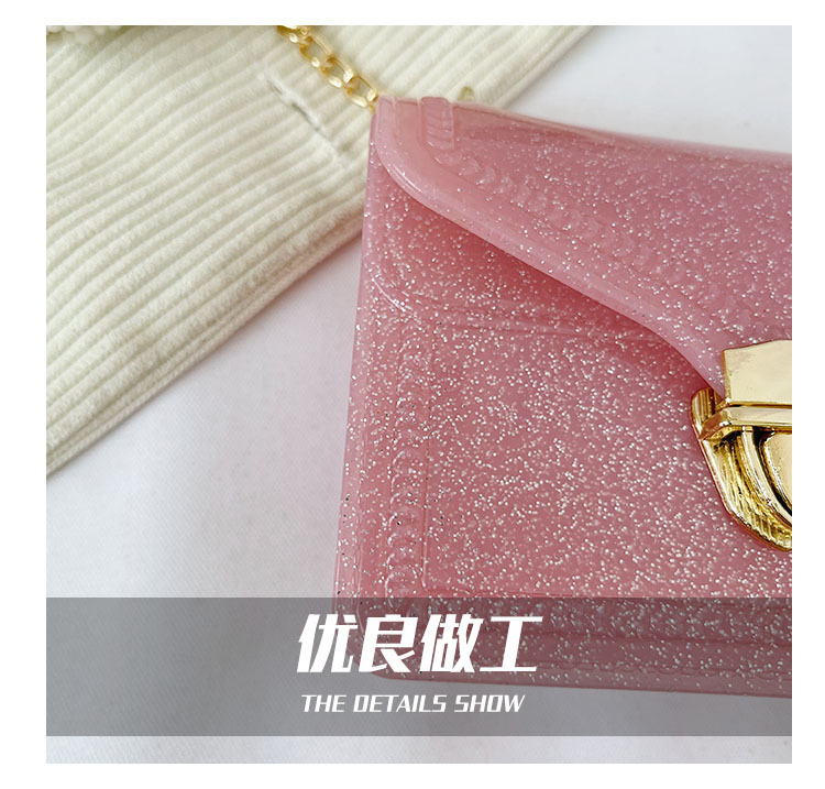 2021夏季新款PVC果冻包mini时尚花边小方包化妆包单肩斜挎ins女包详情68