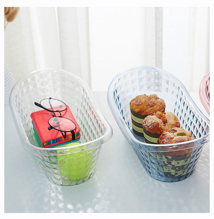 Plastic storage baskets, bathroom, cosmetics storage baskets, kitchen tabletop, transparent bathtub storage boxes pic 16