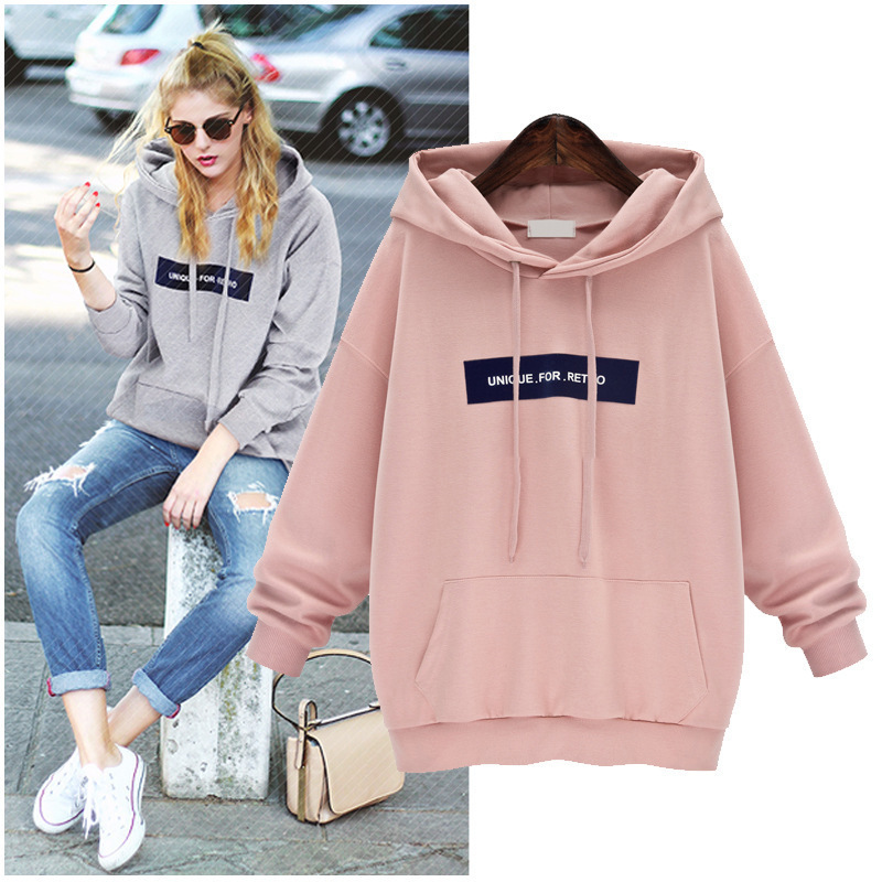 A new large-sized, fleece and thickened hooded sweatshirt for women with loose long-sleeved sleeves pic 16