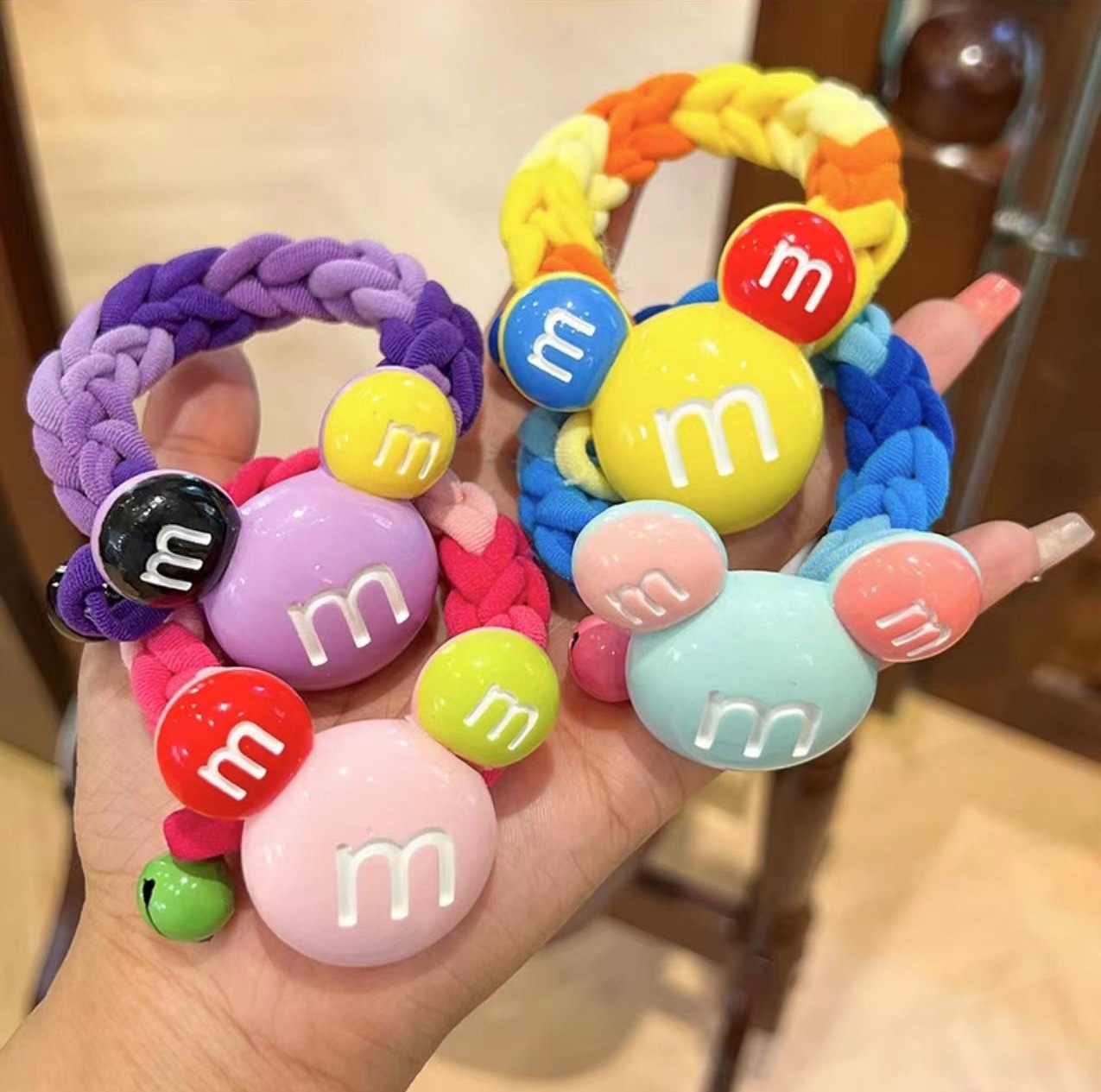 可爱高弹力儿童发绳女扎头发皮筋多巴胺米奇手工发圈女不伤发头绳详情10