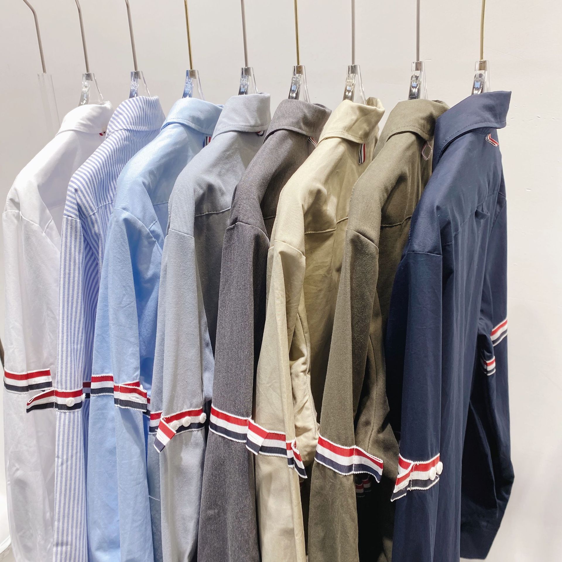 TB casual trendy brand poplin slim-fit solid white shirts for men and women, Oxford fabric shirts for women with long sleeves pic 98