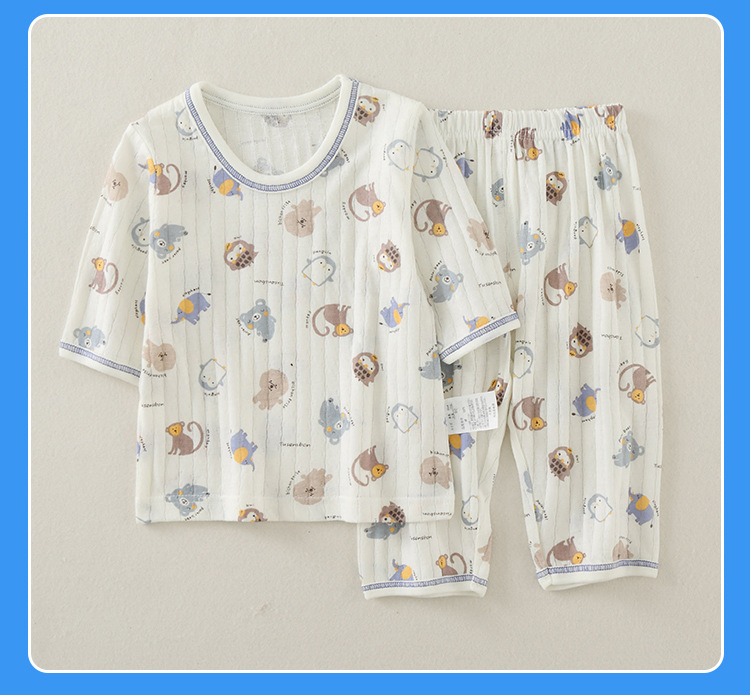 夏季儿童纯棉套装小孩薄款休闲家居服小宝宝空调服男童七分裤套装详情25