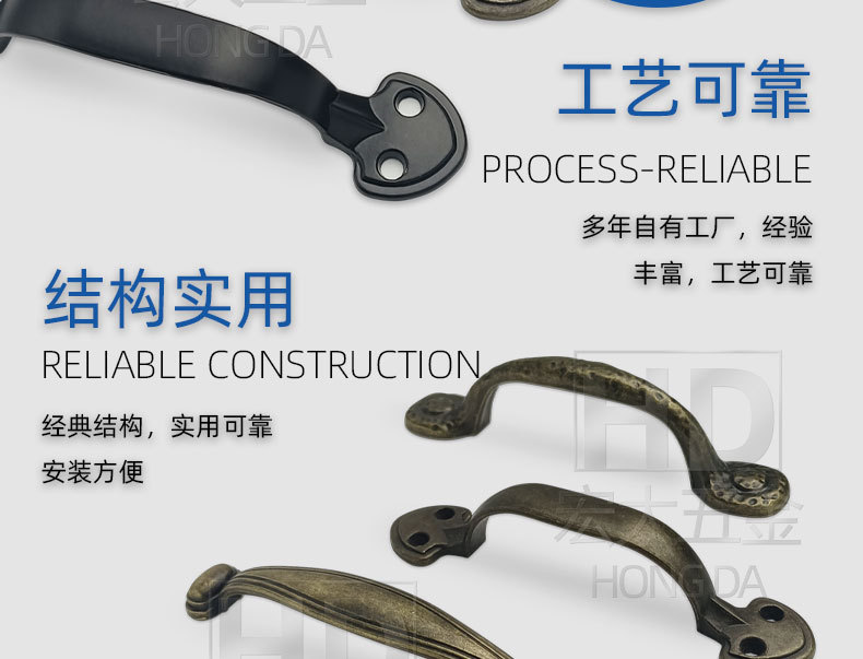 中式大门把手复古抽屉拉手单孔老式简约实心拉环高档原木铜把手详情7