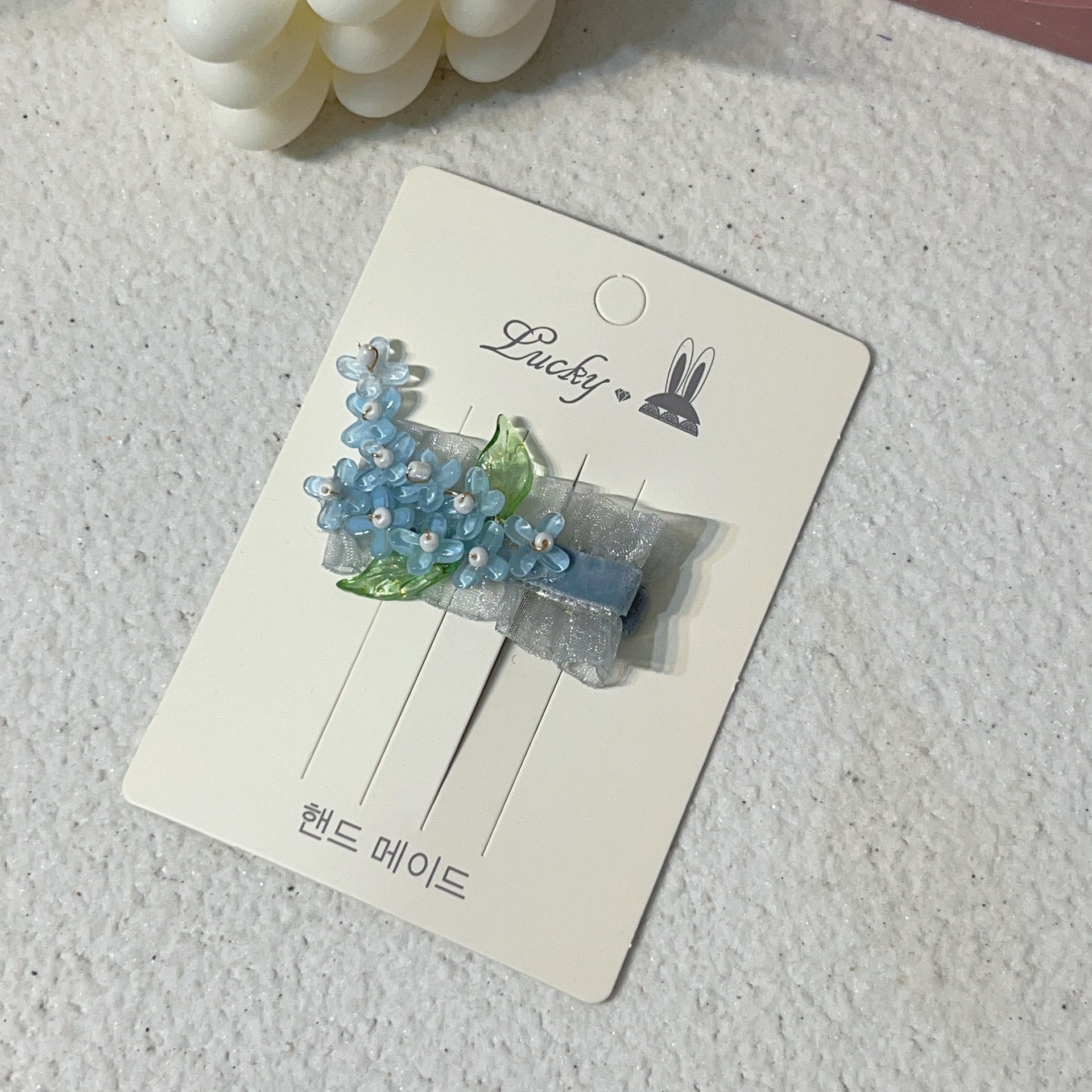 LT10144新款网纱边串珠绿叶小花清新发饰发夹详情2