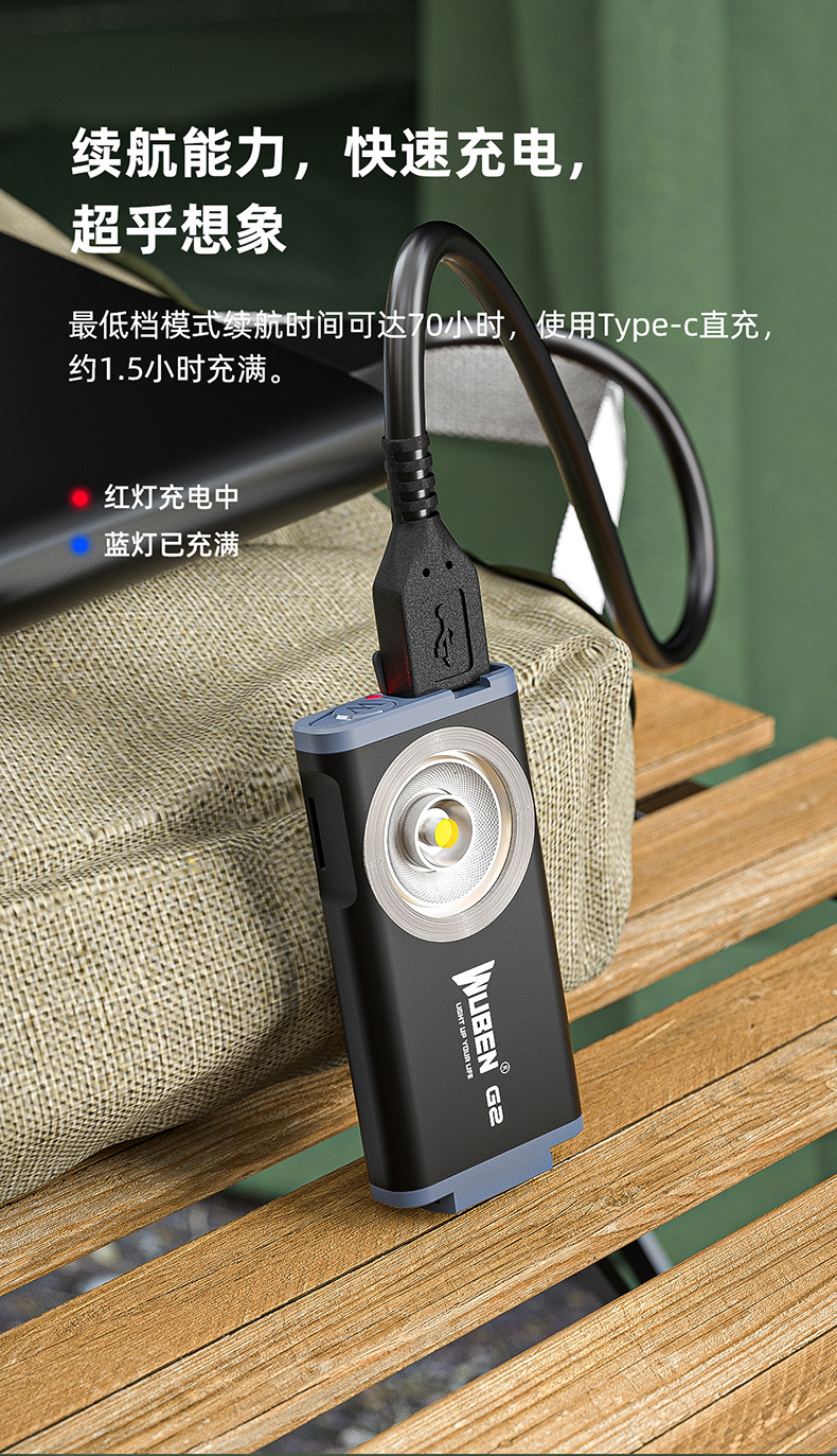 Wuben G2 Mini Flashlight, Strong light charging, Small portable, home outdoor, portable EDC multi-functional keychain lamp pic 9