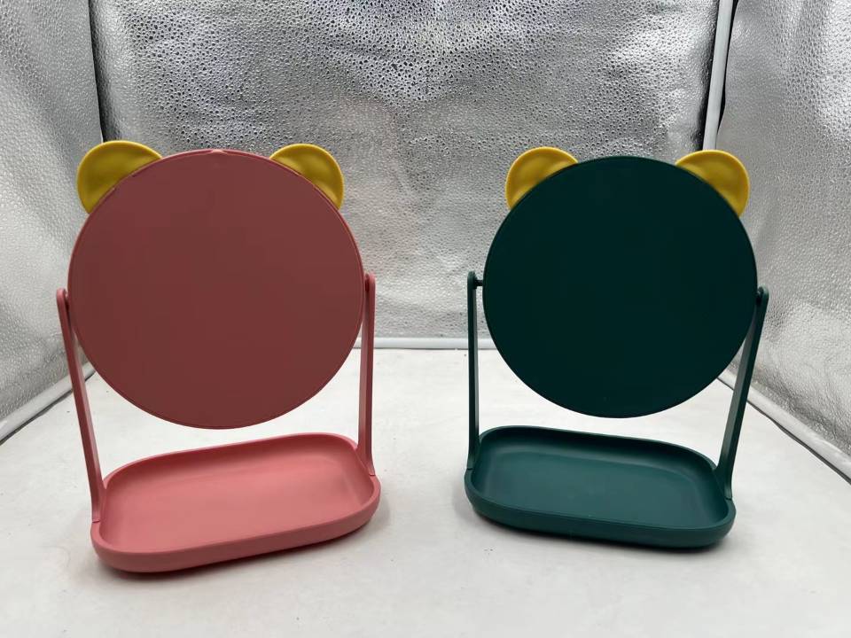 New tray stand vanity mirror, rabbit ear mirror, dressing mirror, round and rotatable double-sided cat ear mirror pic 3