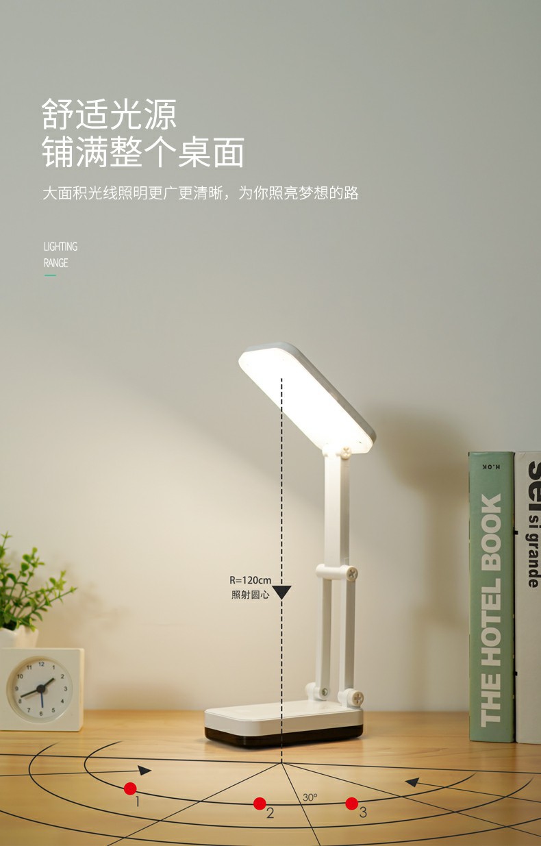 Tegxin 7017 rechargeable desk lamp, student dormitory desk writing folding lamp, lithium battery detachable, ultra-long standby time pic 6