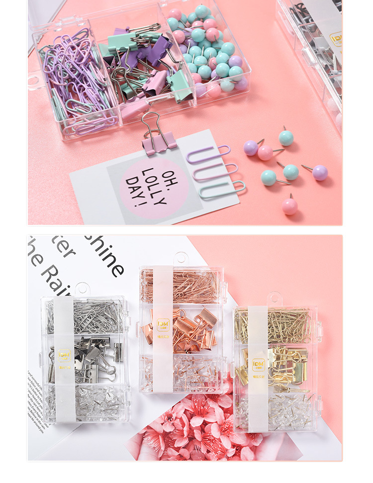 Lidemei InS-style rose gold electroplated pin Long tail clip paper Clip multi-functional creative office set pic 12