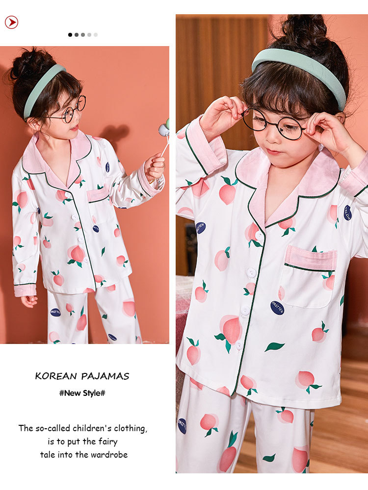 儿童睡衣女孩春夏长袖翻领牛奶丝套装开衫宝宝卡通外贸男童家居服详情22
