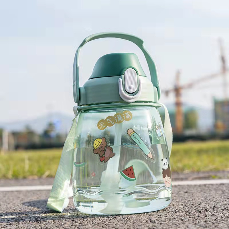 Shanghe unmarked brand, high appearance level, large-bellied plastic space cup, men's and women's outdoor sports, large-capacity portable plastic water cup 1300ML pic 8