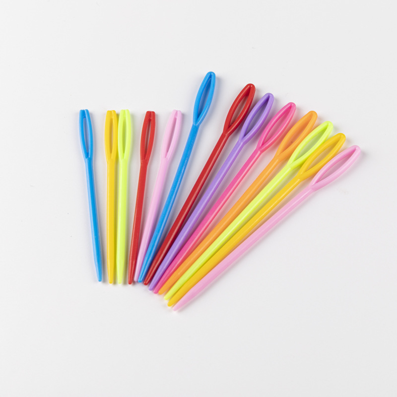 手工毛衣针彩色ABS塑料手缝针儿童大眼缝衣针编织辅助工具批发详情5