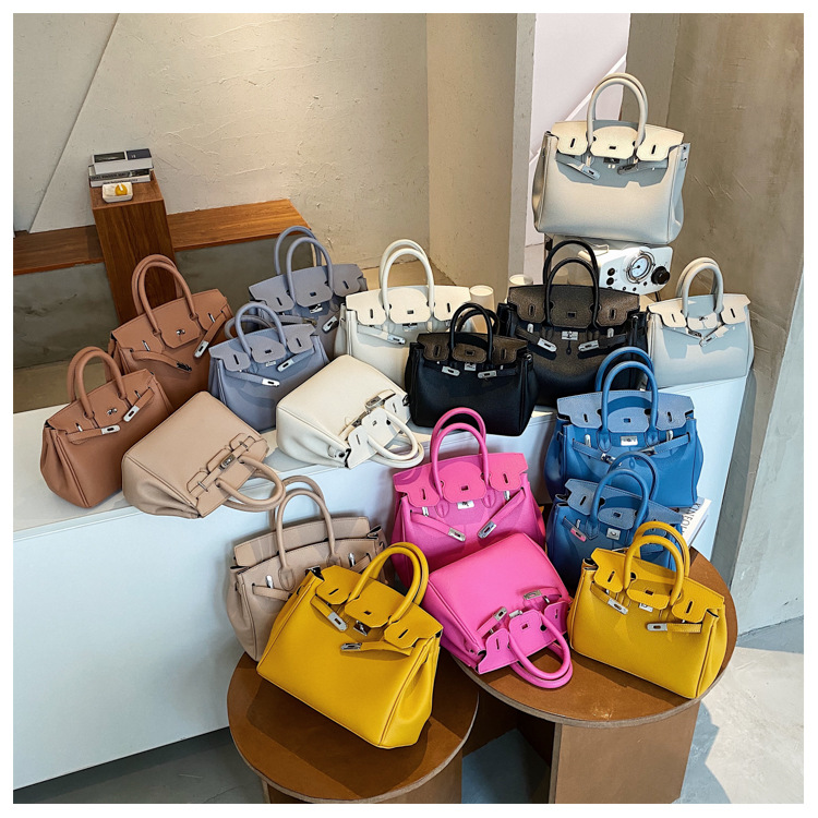 Lychee pattern platinum bag 2021 new style Kelly bag for brides, wedding bags and women, large capacity hand-held bag, shoulder crossbody, soft surface pic 54