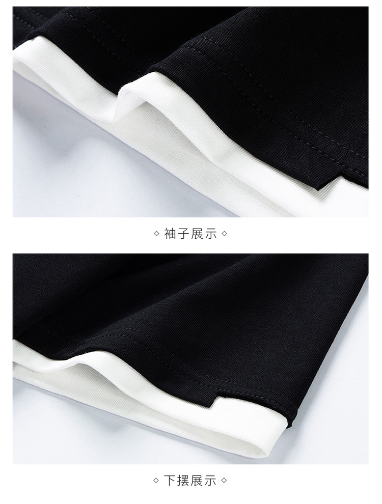 短袖t恤男潮流潮牌衣服夏天男装五分袖夏季学生T恤假两件纯色半袖详情26