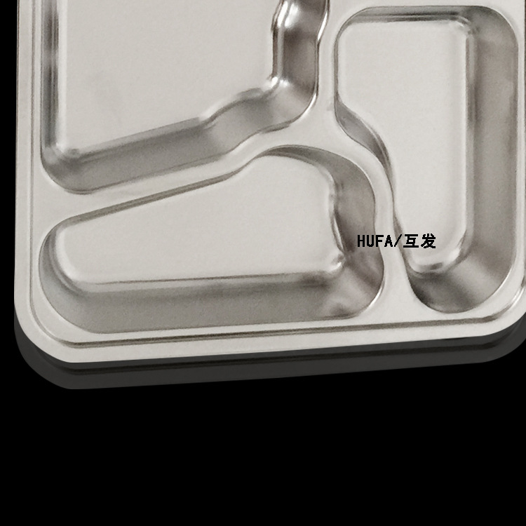 304 stainless steel fast food plate, square compartment lunch box with lid for the cafeteria, custom LOGO, thickened student plate pic 21