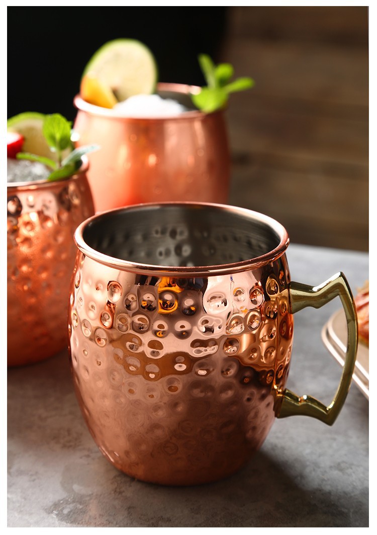304 stainless steel drum-shaped cup, creative metal beer mug, rose gold water cup, portable cup, copper cup, water cup pic 13