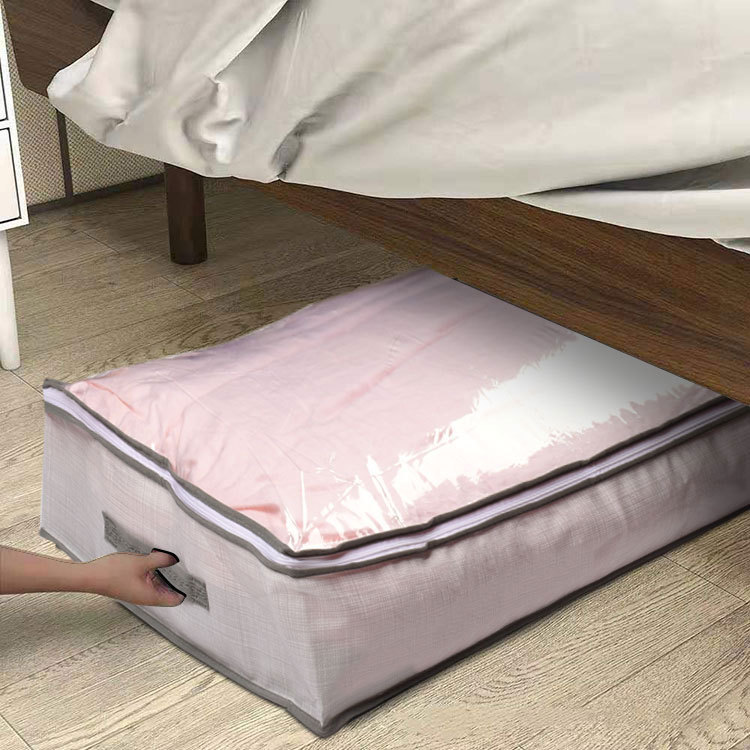 Cross-border Amazon bed bottom clothes storage bags, quilt, cotton quilt fabric storage bags, clothing dust-proof PVC sorting bags pic 1
